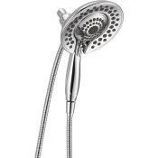 DELTA® 58569-25-PK 2-in-1 Shower, 2.5 gpm Flow Rate, 5 Functions, 6-13/16 in Face Diameter, Chrome-Plated