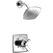 DELTA® T17264 Shower Trim, Wall Installation / Mounting, Brass, Chrome, 1.75 gpm Flow Rate, 2 Handles, Lever Handle