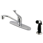 KINGSTON KB572+ Kitchen Faucet, Deck Installation / Mounting, 1 Handles, 4 Holes, 1.8 gpm Flow Rate, Polished, 8 in
