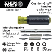 Klein Tools® 32527 11-in-1 Multi-Bit Screwdriver/Nut Driver, 1/4 in, 5/16 in, 3/8 in Drive, #1, #2, 3/16 in, 1/4 in Bit