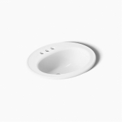 Kohler® 2196-4-0 Bathroom Sink With Overflow, Vitreous China, 1-3/4 in Drain, 16 in Basin Length, 11 in Basin Width