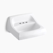 Kohler® K-2005-0 Bathroom Sink With Overflow, 12-1/4 in H, 18-1/8 in W, 21-1/4 in D, Vitreous China, 1-3/4 in Drain
