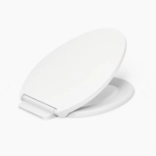 Kohler® Glissade® K-27331-0 Toilet Seat, Elongated Bowl Shape, White, Plastic, Yes, 18-1/8 in Length, 14-3/4 in Width