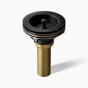 Kohler® K-8801-BL Sink Drain With Strainer, Tailpiece, 3-1/2 in, 4 in Outlet, Brass, Matte Black, 7 in H, 4-1/2 in OD