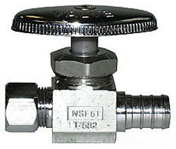 Legend Valve Legend Valve 114-209NL Multi-Turn Straight Stop Valve, 1/2 x 3/8 in Nominal, PEX x Compression, Brass Body, Chrome