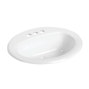 Mansfield® 237410000 Self-Rimming Lavatory, Vitreous China, 17 in Basin Width, 11-1/8 in Basin Depth, 17 in W, 18 in D