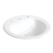 Mansfield® 239410000 Self-Rimming Lavatory, Vitreous China, 15-1/4 in Basin Width, 12-3/8 in Basin Depth, 19-1/4 in W