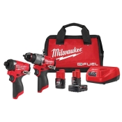 Milwaukee® M12™ 3497-22 2-Tool Combo Kit, Battery, Lithium-Ion, 5 -Piece, Brushless Motor, 1/2 in Chuck