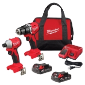 Milwaukee® M18™ 3692-22CT Compact Brushless 2-Tool Combo Kit, Battery, Lithium-Ion, 6 -Piece, Brushless Motor, Hex Drive