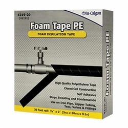 Nu-Calgon 4219-20 Foam Insulation Tape, 1/8 In Thick, 2 In W, 30 Ft L, Black