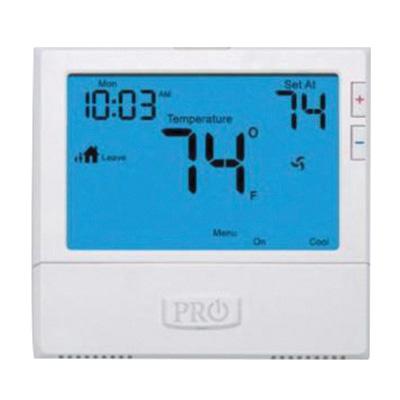 Rheem® T855 Pro1 Programmable Thermostat - 3H/2C, Backlit LCD, Battery / Hardwired, White