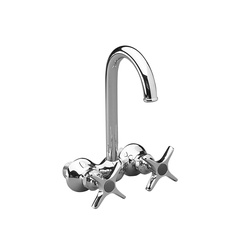 WOLVERINE BRASS® 50206 Finale Two 4-Arm Handle Gooseneck Tub Faucet With Compression Stems, Chrome