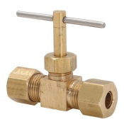 WOLVERINE BRASS® 83235NL Straight Needle Valve, Needle Valve, 1/4 in Connection Size 1, Connection Type 1: Compression