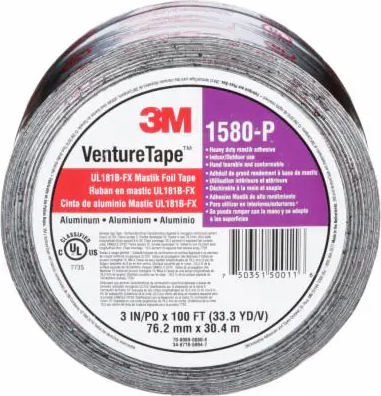 3M™ 7100043954 Venture Tape 3 in Foil Tape - 100 ft L, Aluminum Foil, Silver / Metallic