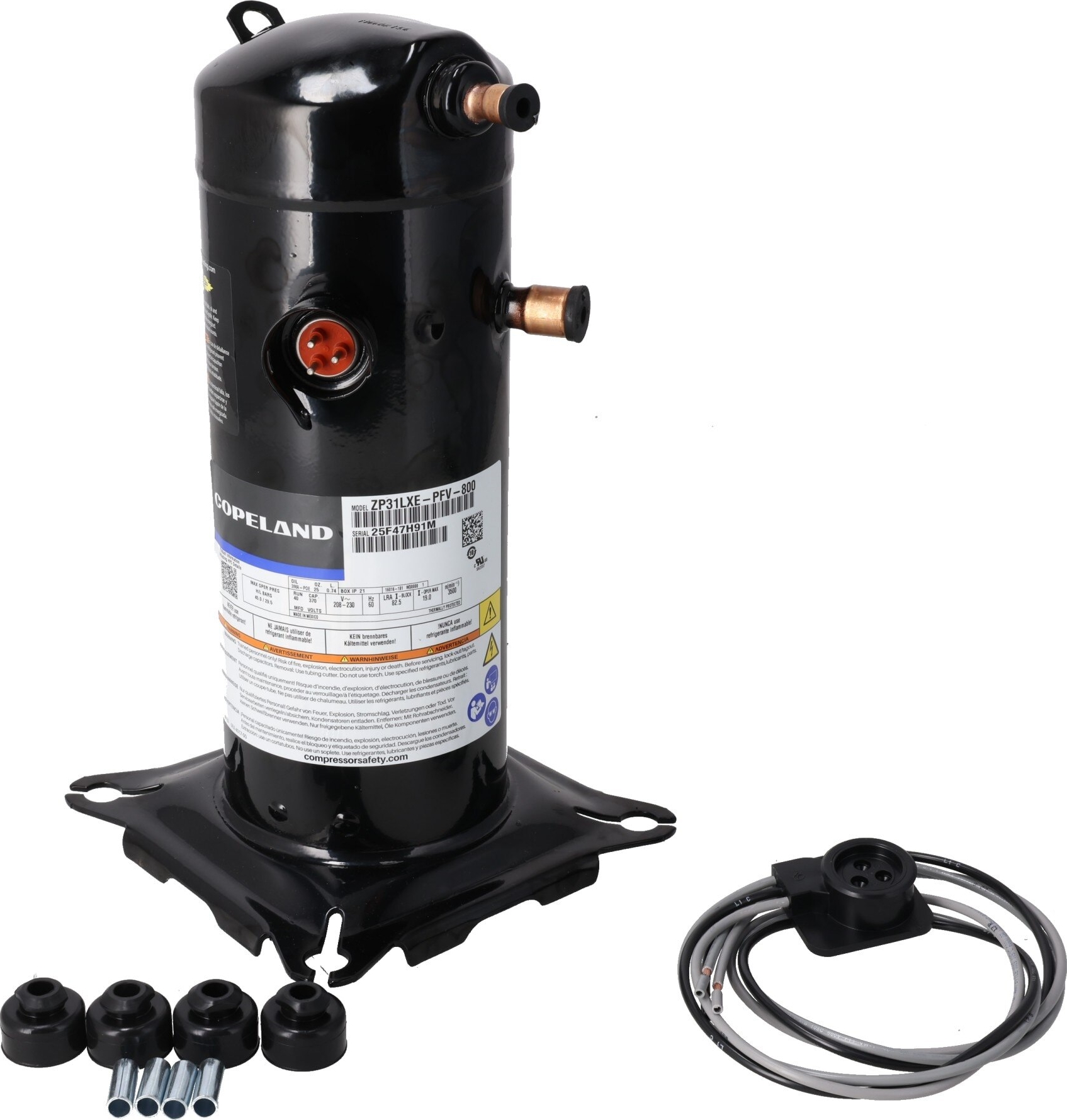 Rheem® ZP31LXE-PFV-800 ZP Series 3.0 Ton Scroll Compressor - 208/230V, 31,000 BTU/h, R-410A, For RAMM / RAPL / RAPM / RPML / RPMM / RPNL / RPQL / RQPL-C