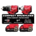 Milwaukee® M18™ 3692-22CT Compact Brushless 2-Tool Combo Kit, Battery, Lithium-Ion, 6 -Piece, Brushless Motor, Hex Drive
