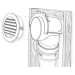 PrimexVents RDV4S01 Soffit Vent, 6.7 in Width, 6.7 in Height, For Duct Size: 4 in, Round Duct, Plastic, Snow White