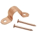 WOLVERINE BRASS® 51310W Solid Pipe Strap With (2) 1 in Snap Nails, For Pipe Size: 1/2 in, Copper, 1/2 in Width