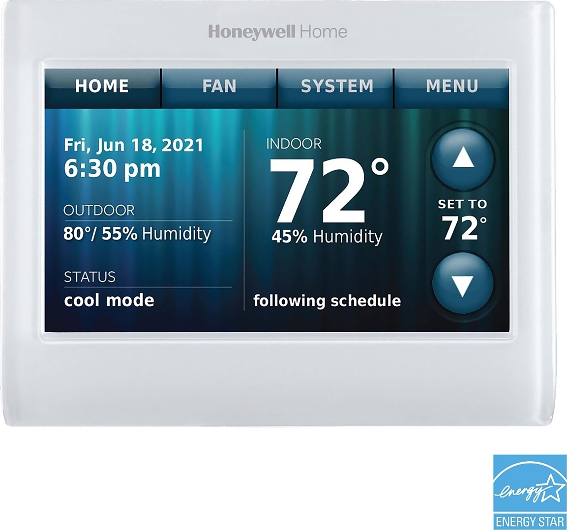 Honeywell TH9320WF5003/U WiFi 9000 Wi-Fi Thermostat - 3H/2C, Touchscreen / Color LCD, Hardwired, White